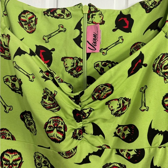 Monster Print Wicked Swing Dress Micheline Pitt Vixen 2XL - Picture 5 of 7